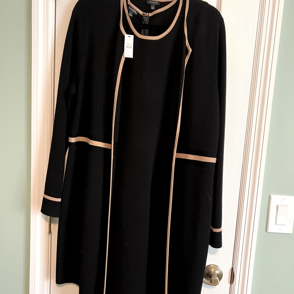 Talbots 2 piece dress-black and camel-perfect for office size large-nwt